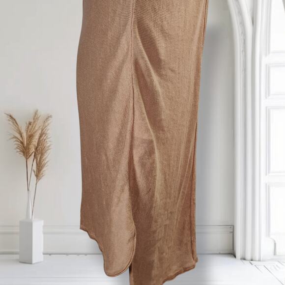 By Malene Birger Linen Knit V-Neck Midi Dress 3/4 Sleeve Minimalist S Inneas - Picture 6 of 16